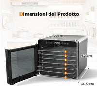 600W Essiccatore Alimentare, Disidratatore per Cibo in Acciaio Inox con 7 Vassoi Timer 24 Ore e Temperatura da 30-75℃, Accessori Inclusi, Disidratare per Carne Frutta Verdure