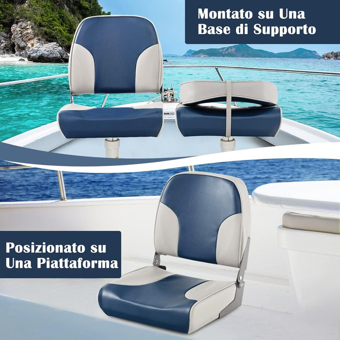 Sedie per Barca, con Schienale Basso, Sedile del timoniere con Tessuto Impermeabile, Imbottitura in Spugna e Cerniere in Alluminio, Adatto alla Maggior Parte delle Basi (Modello 3)