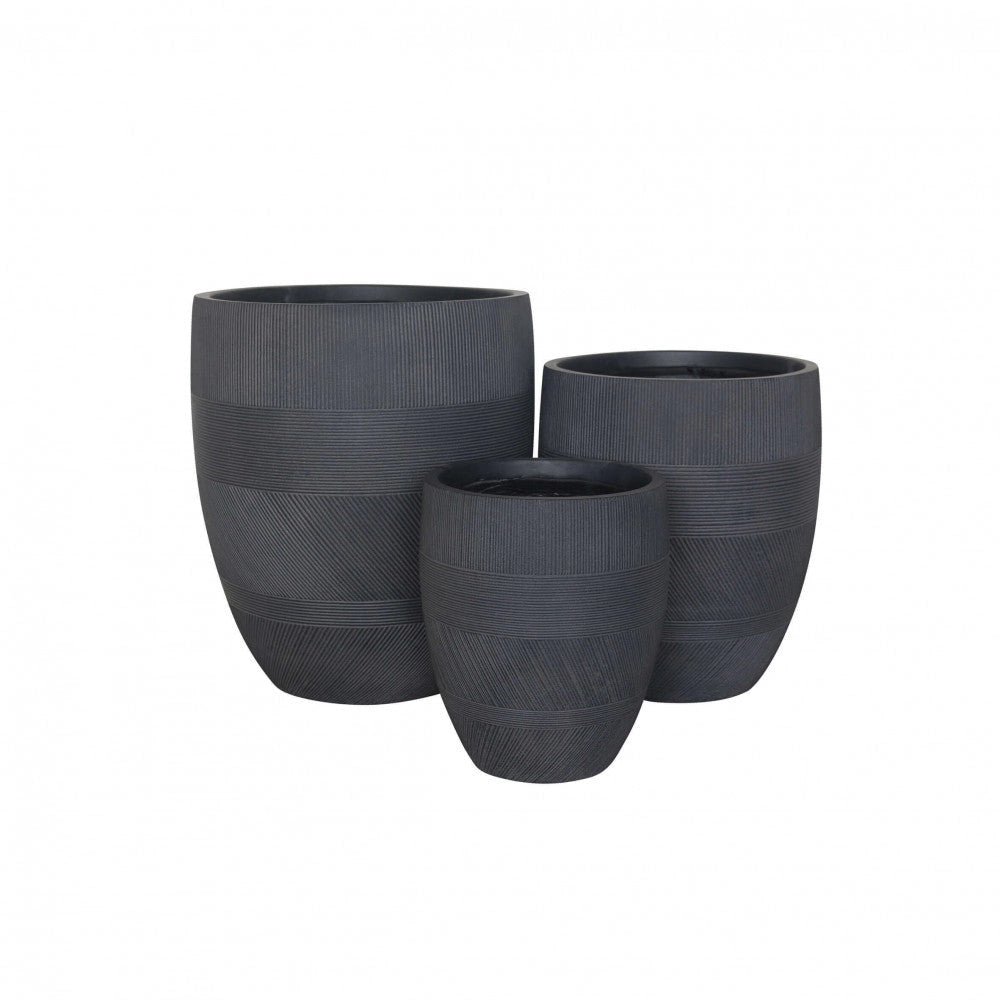 Set di 3 vasi  Papavero in Fibra sintetica Grigio scuro