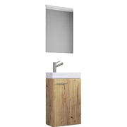 LineaViva Mobile Sospeso con lavabo in ceramica di alta qualità e specchio, Rovere miele , lavabo Bianco