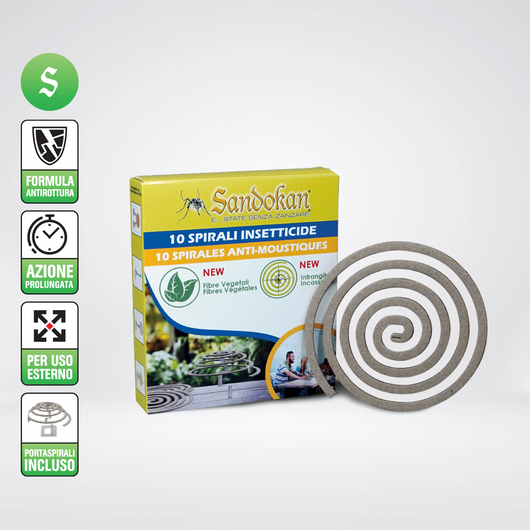 4 confezioni da 10 spirali Anti Zanzare insetticide anti rottura + porta spirali colorato