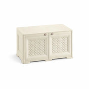 ARMADIO BASSO EFFETTO LEGNO ANGORA 79X43X46 CM CON ANTA TRAFORATA, MOBILE TV E CONTENITORE PER VERANDA E BALCONE COPERTO