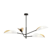 Lampadario 4 Luci Eridano In Acciao Nero E Bianco Oro Con Bracci Mobili
