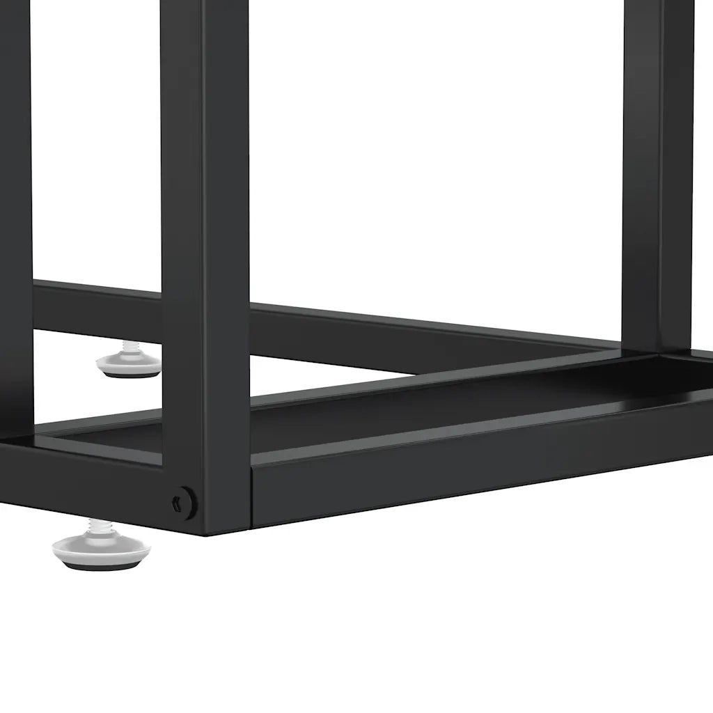 Tavolino | Tavolo laterale per Computer Marmo Nero 50x35x65 cm Vetro Temperato