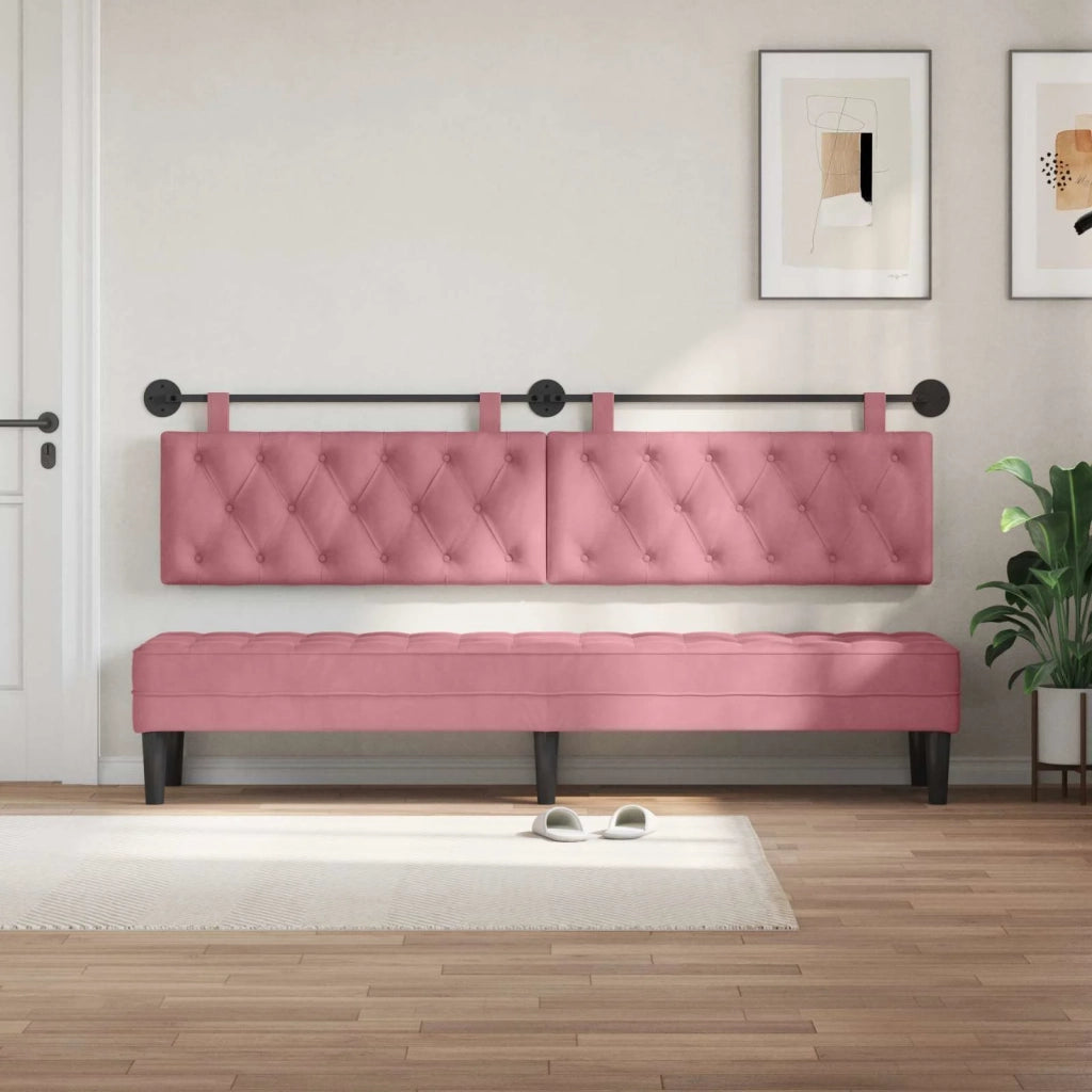 Testiera sospesa Con luce LED Rosa Velluto