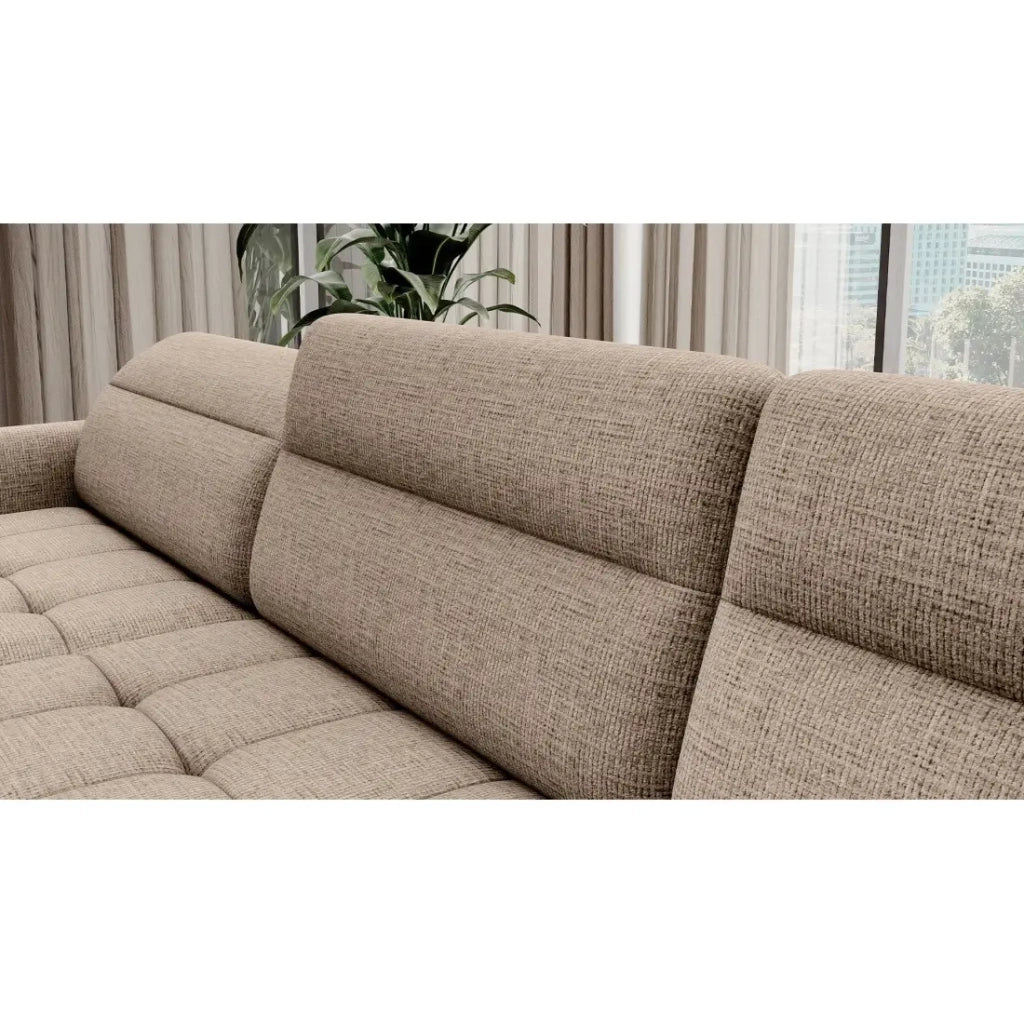 Divano angolare convertibile BERTHO 306 cm beige chiaro – Angolo sinistro con contenitore