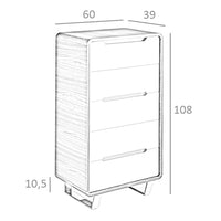 Chiffoniera in legno bianco, noce e acciaio cromato