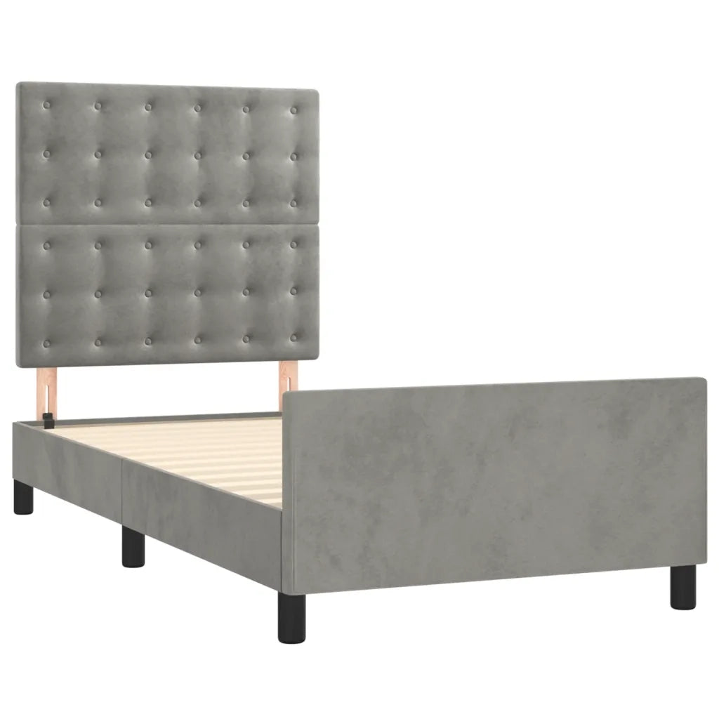 Giroletto senza Materasso Grigio Chiaro 80x200 cm Velluto