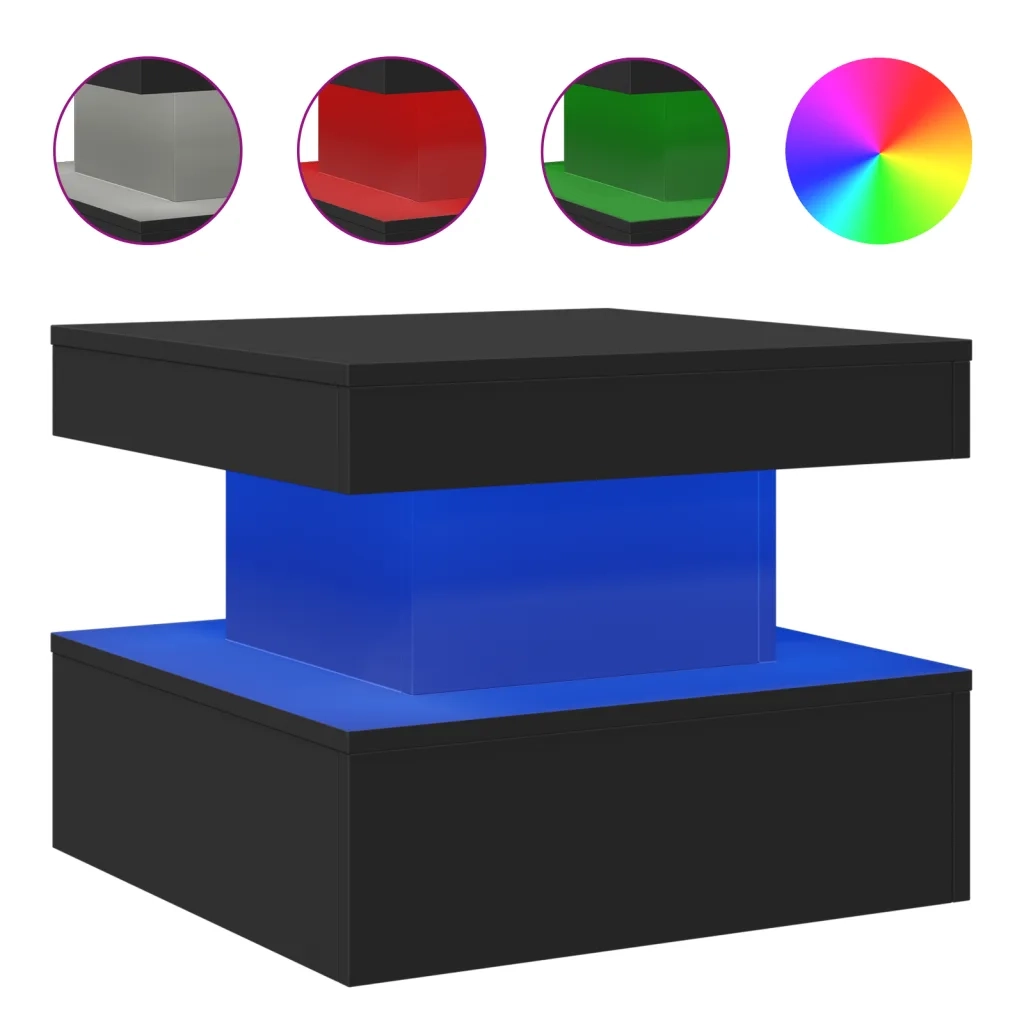 Tavolino da Salotto con Luci LED Nero 50x50x40 cm 839841