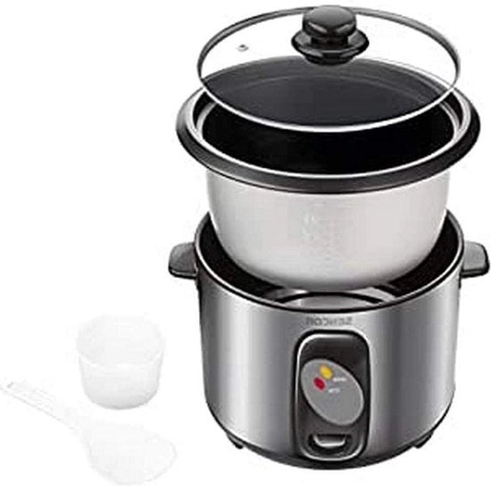 Cottura a vapore per riso - 400 Watt - dispositivo per vapore - contenitore per vapore - cucchiaio per riso - misurino - capacità 1 l - riso per sushi - colore grigio