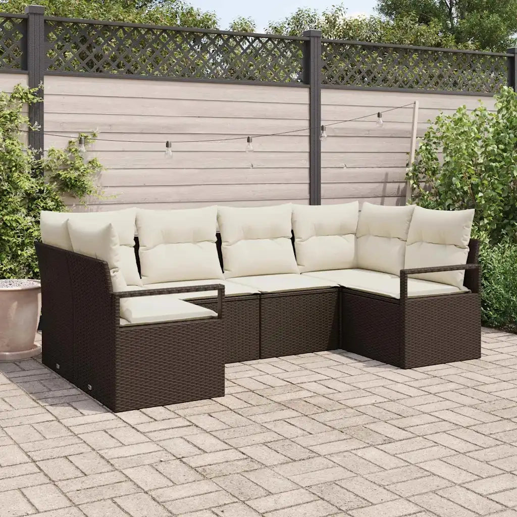 Set Divano da Giardino 6 pcs Marrone e bianco polyrattan 3355187