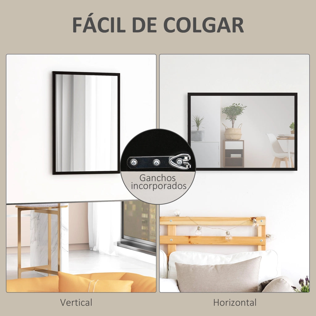 Specchio da Bagno Rettangolare Parete Decorativo ¨C Minimal ¨C Nero 50x70 cm