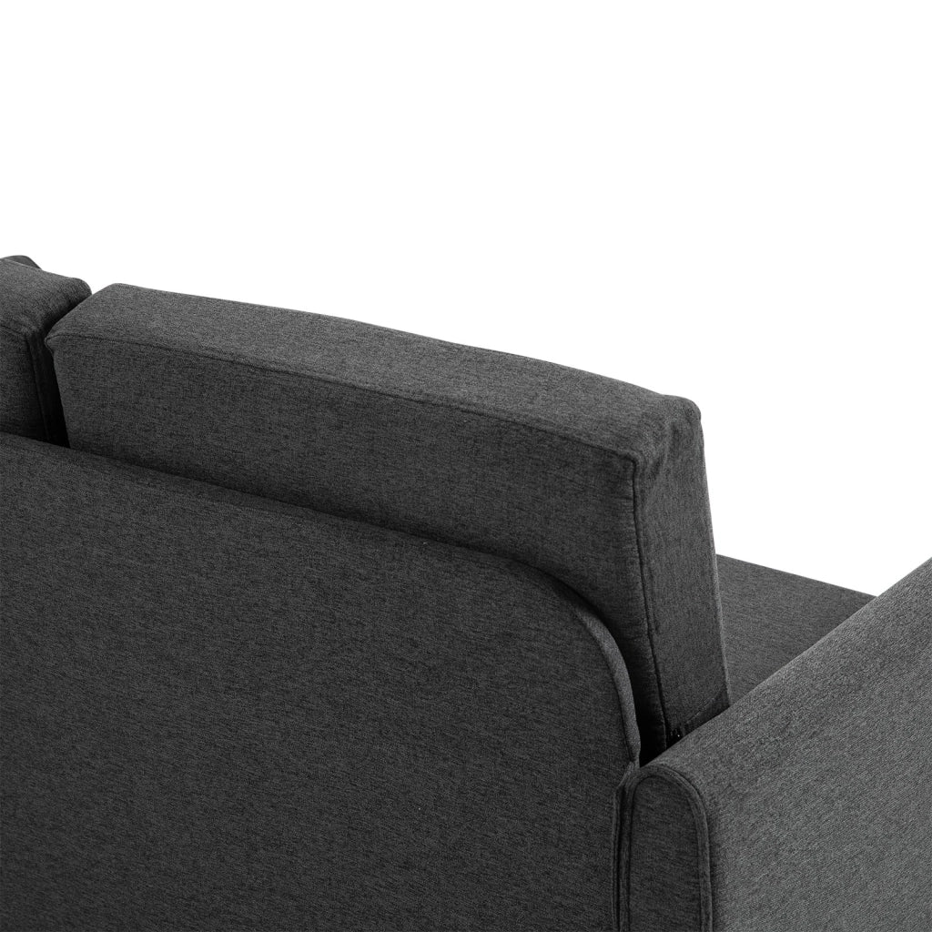 EasyComfort Divano a 2 Posti a Seduta Ampia con Cuscini Rimovibili da Salotto in Tessuto Effetto Lino e Gommapiuma, 141x70x78 cm, Grigio scuro e Nero