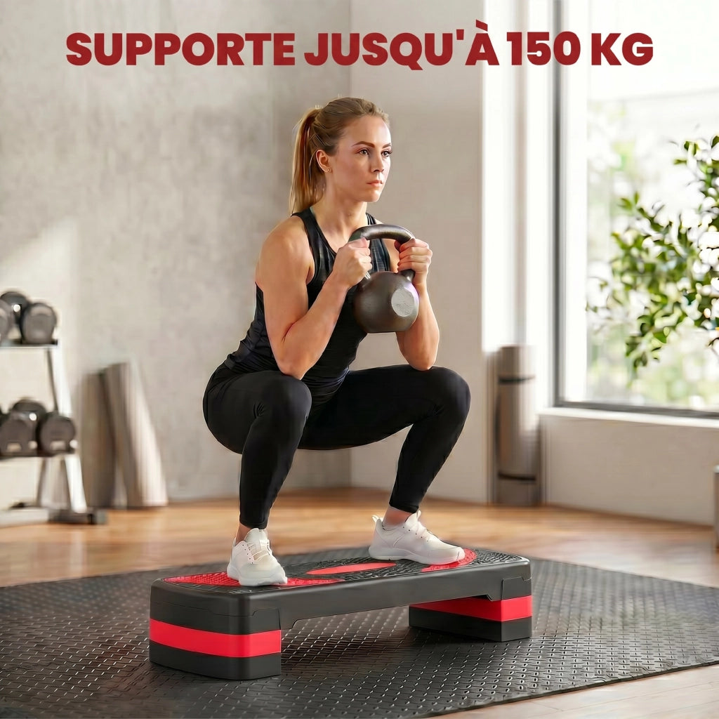 Stepper fitness regolabile ¨C zephmum ¨C 80x31x20 cm nero rosso