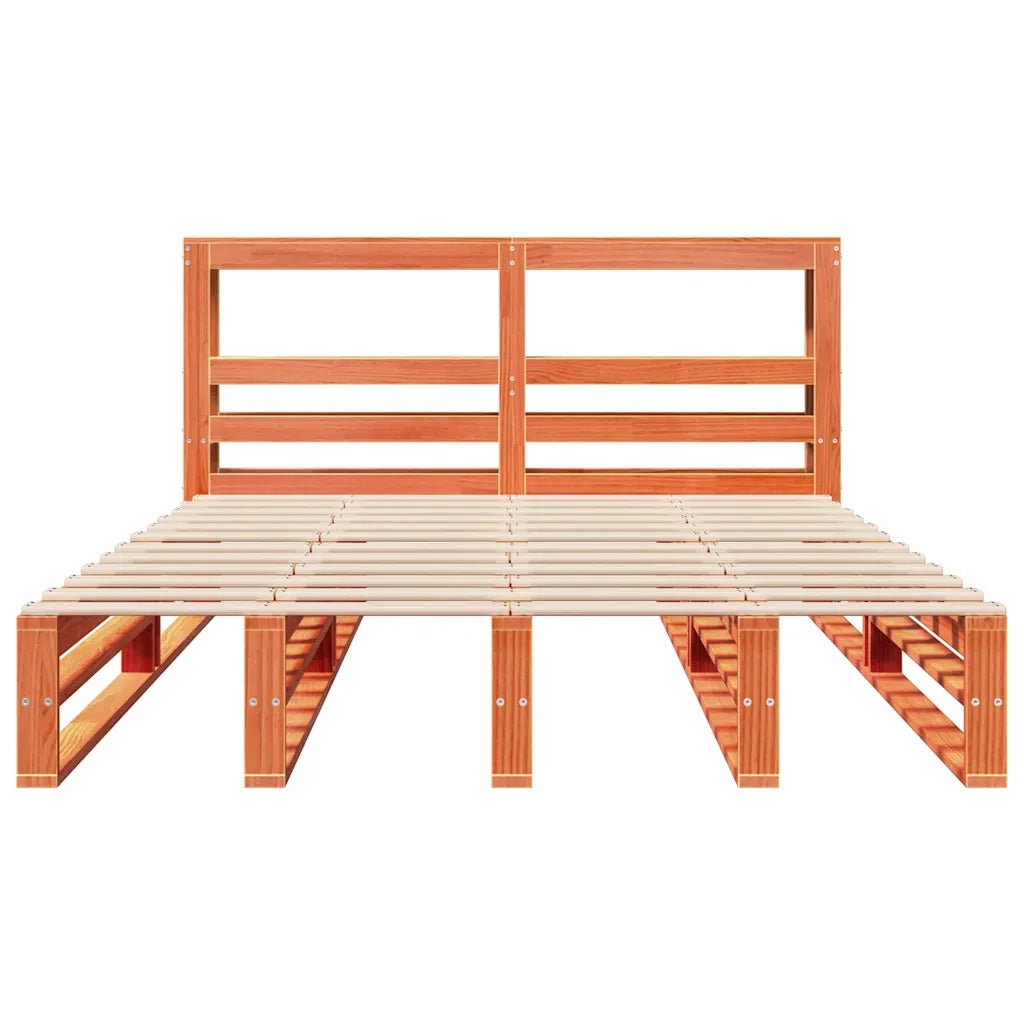 Giroletto con Testiera Marrone Cera 140x190 cm Massello Pino