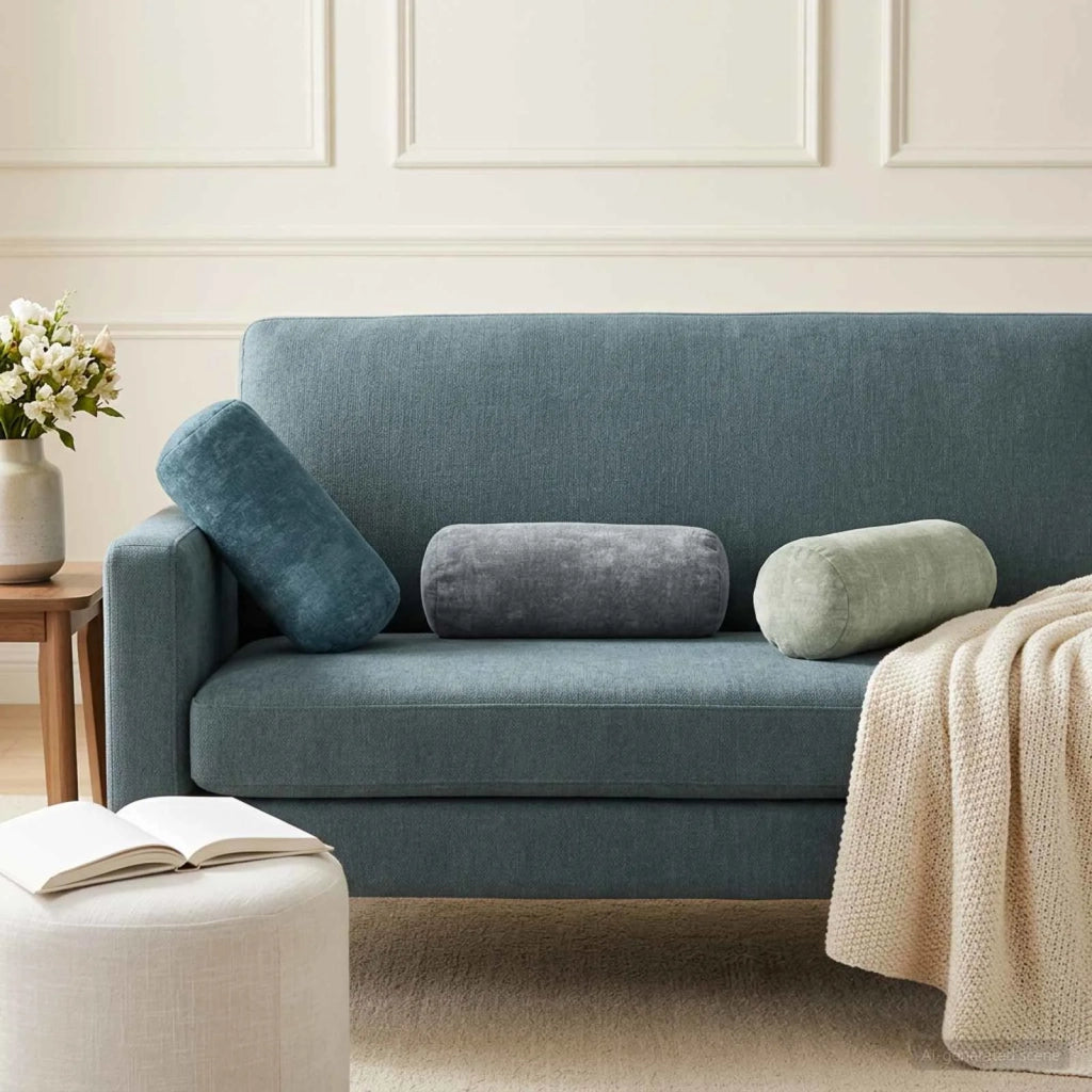 Federa 6 pz HEERLEN Verde Ø 15 x 40 cm Tessuto Chenille 923288