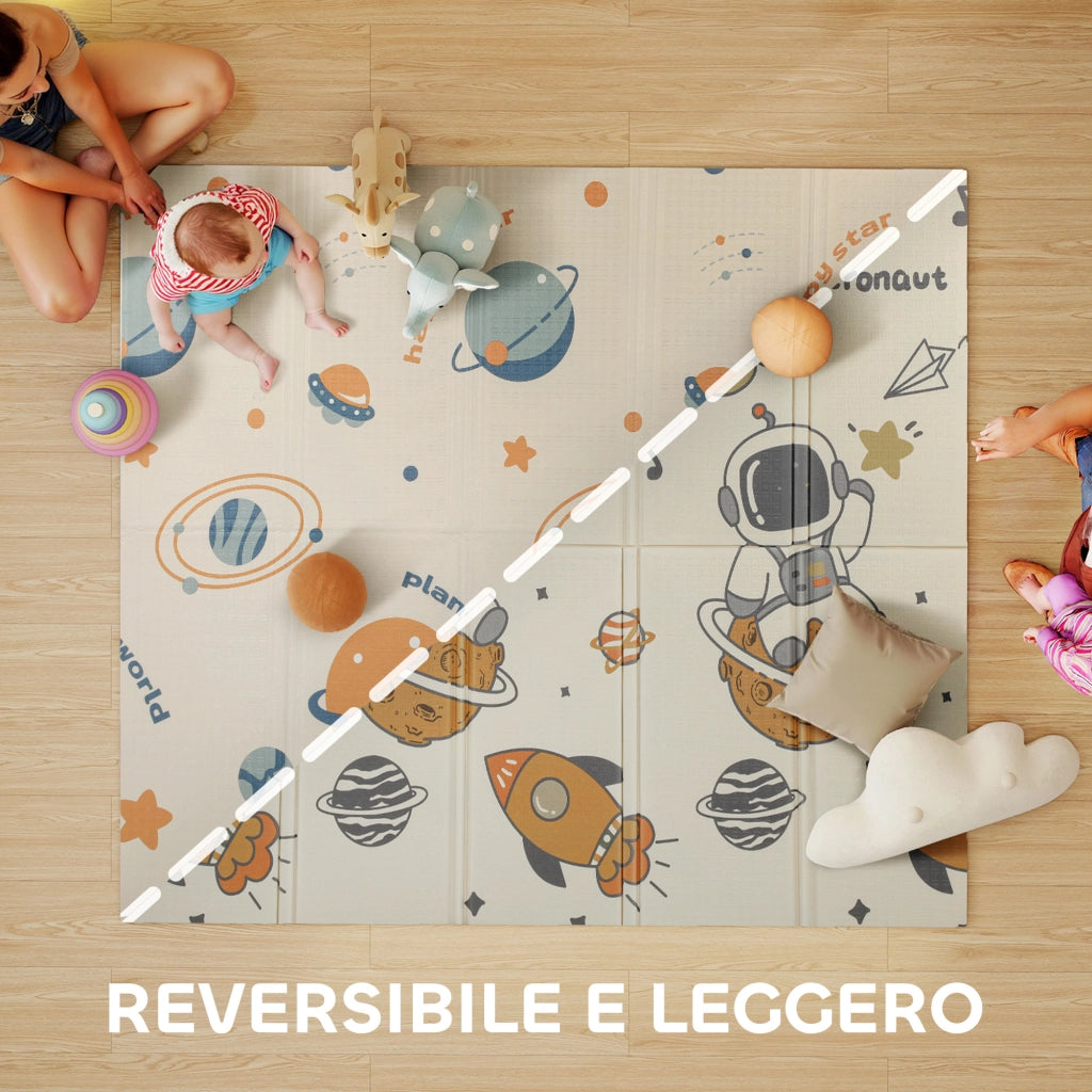 Tappeto Morbido per Bambini 196x176x1,5 cm Superficie Impermeabile in XPE a Tema Spazio
