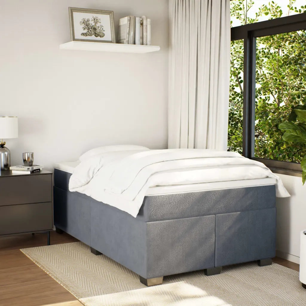 Giroletto a Molle con Materasso Grigio Scuro 120x190 cm Velluto