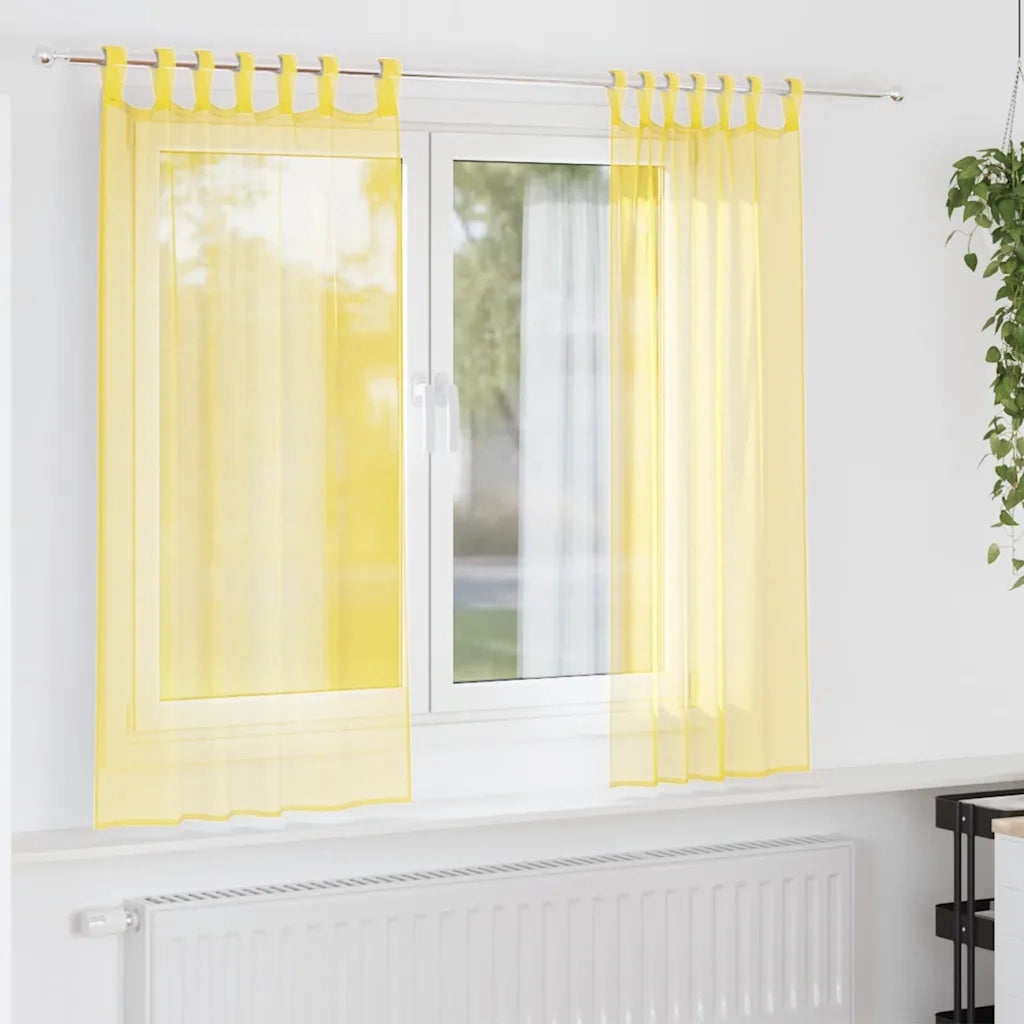 Tende in Voile con Passanti 2 pz Giallo 140x140 cm 4102316