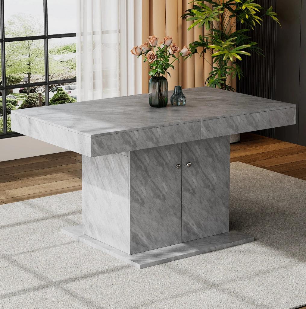 Tavolo da pranzo allungabile 140/180x80x76 cm con vano contenitore; grigio