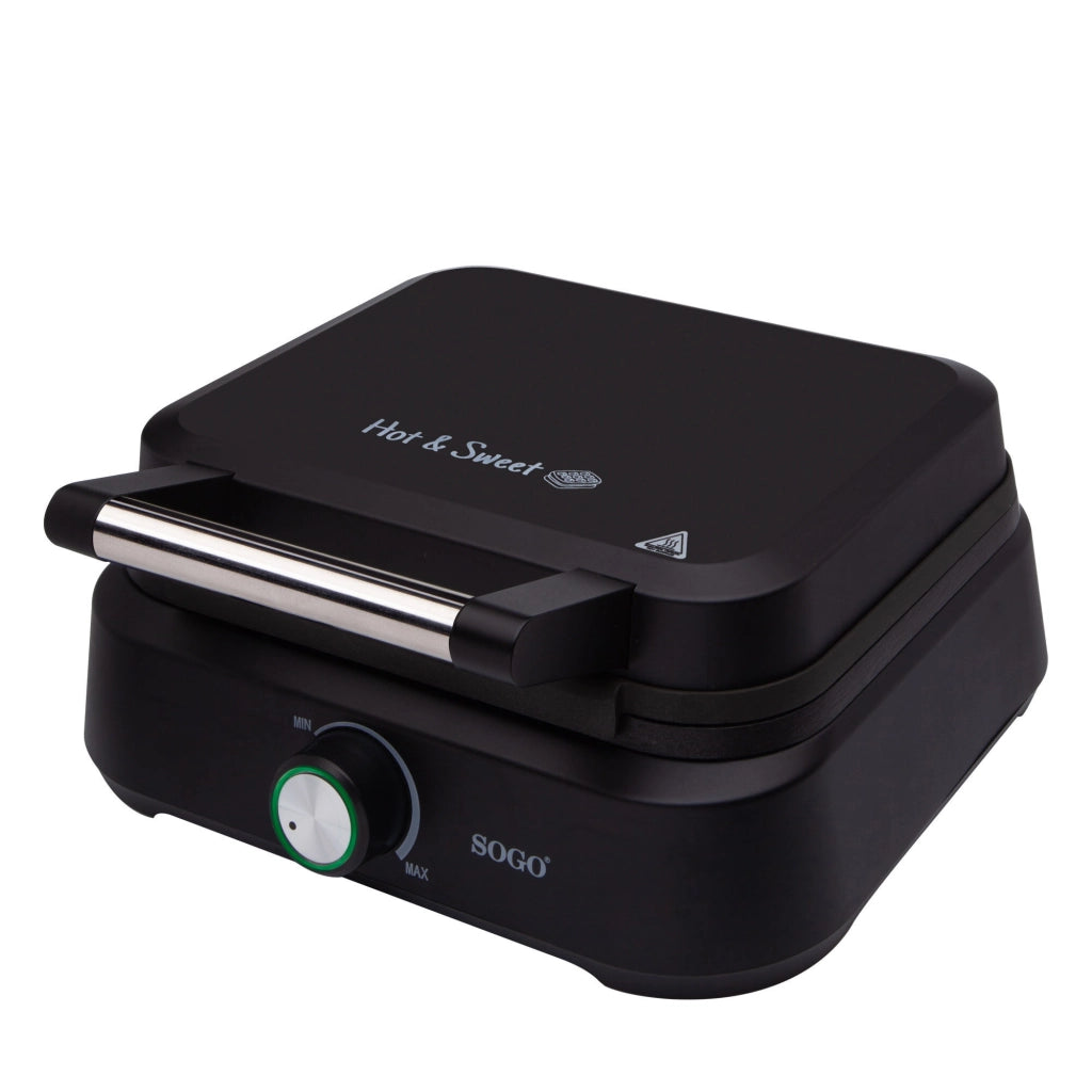 Macchina per waffle belgi elettrica, piastre 17x10,5 cm, 1500W, controllo temperatura, rivestimento antiaderente - SOGO