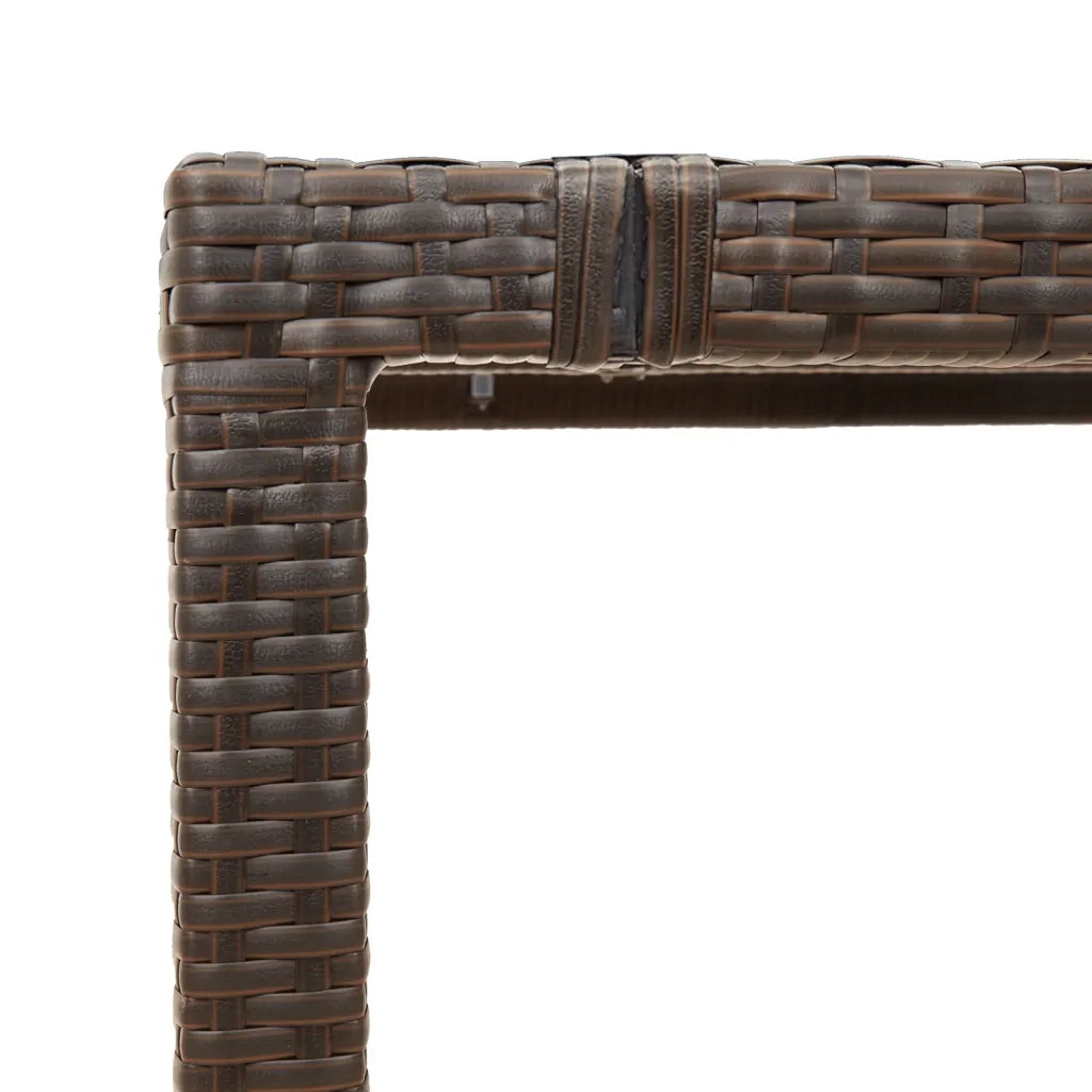 Tavolo da Giardino Piano in Vetro Marrone 90x90x75cm Polyrattan 365587