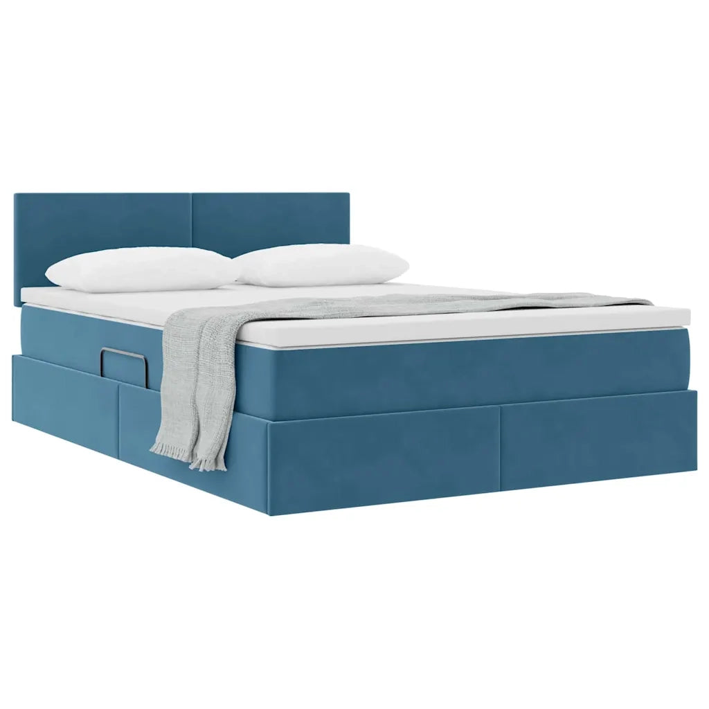 Letto con Contenitore Blu Scuro 140 x 190 cm Velluto 3370699