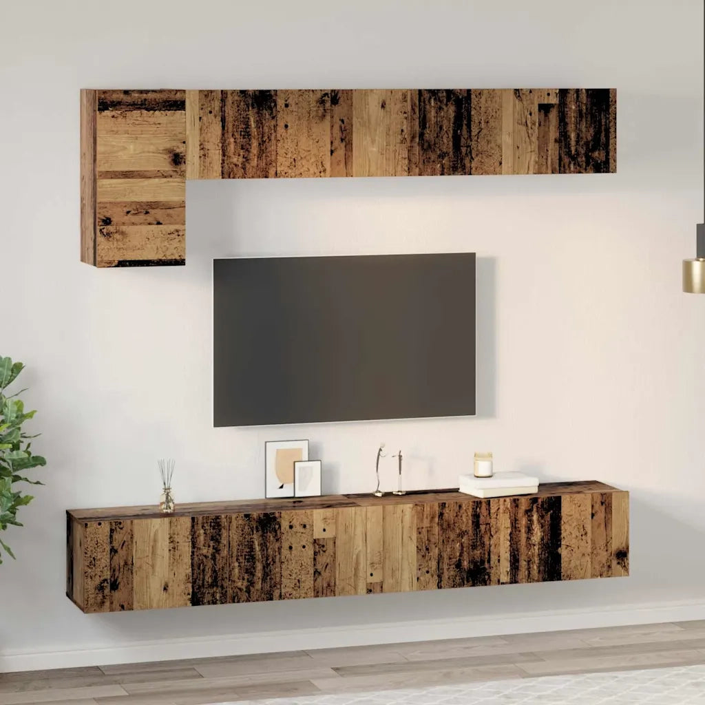 vidaXL Set mobile TV 5 pcs Legno vecchio 100 x 30 x 30 cm