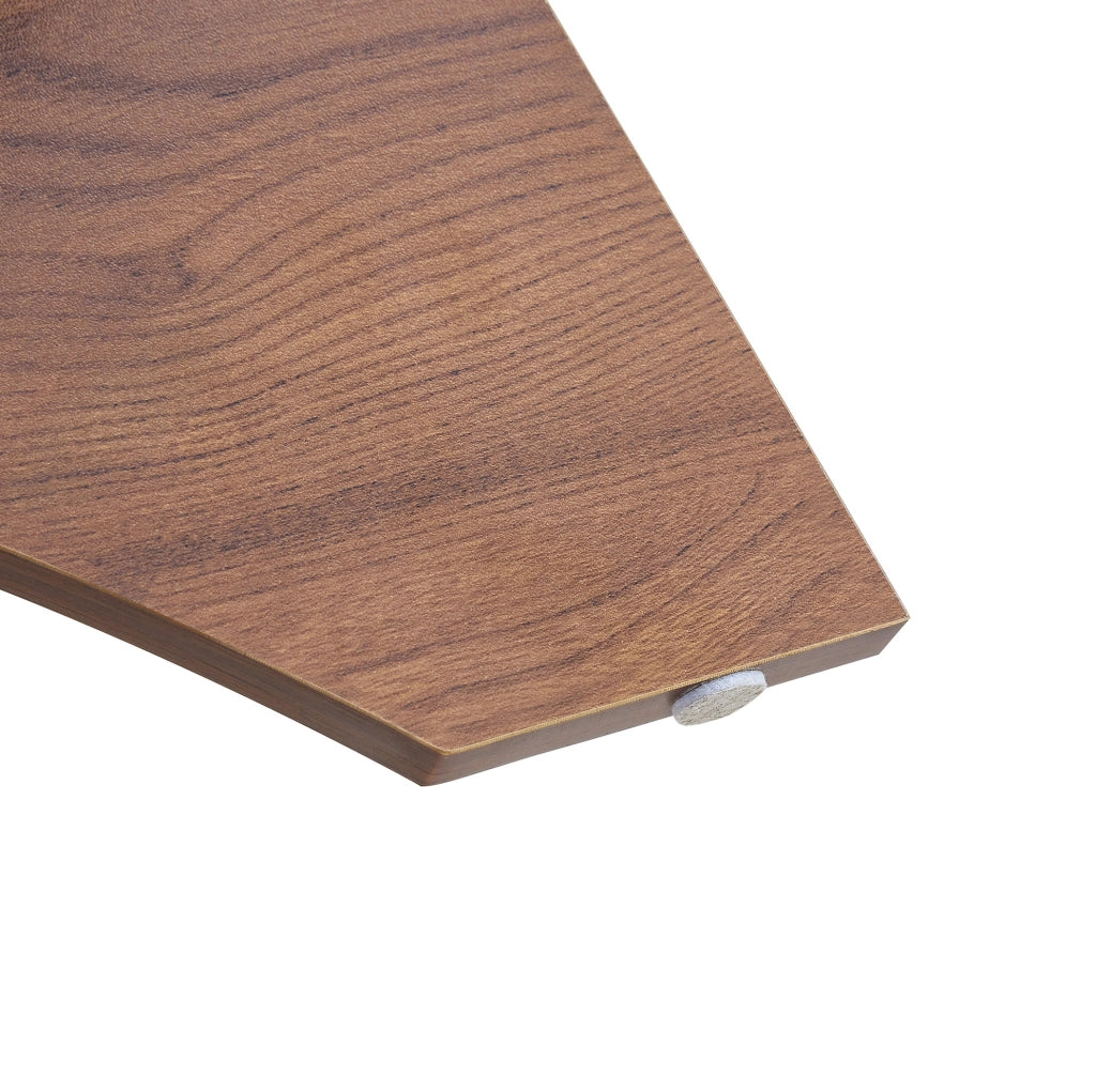 Tavolino da caffè ovale in vetro di sicurezza e MDF color noce con ripiano