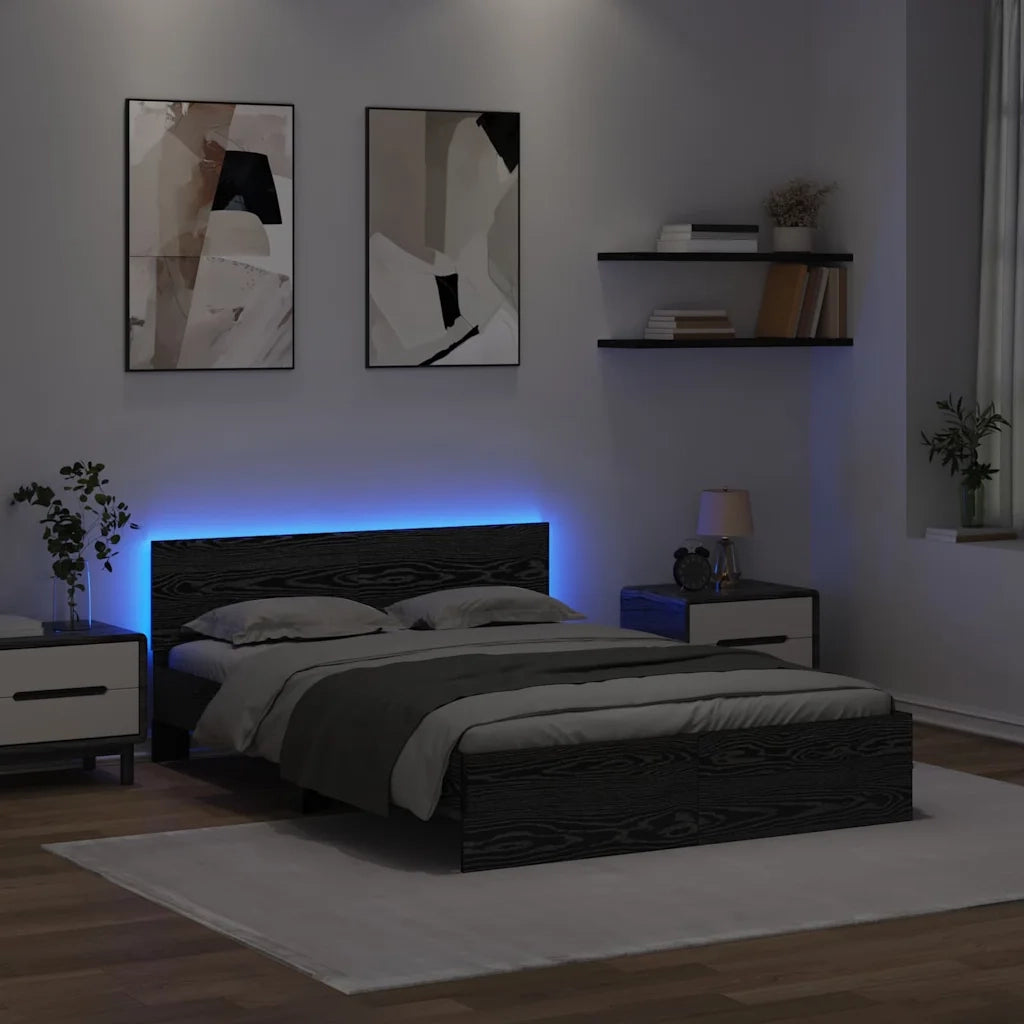 Struttura del letto Rovere Nero 120 x 190 cm Legno multistrato