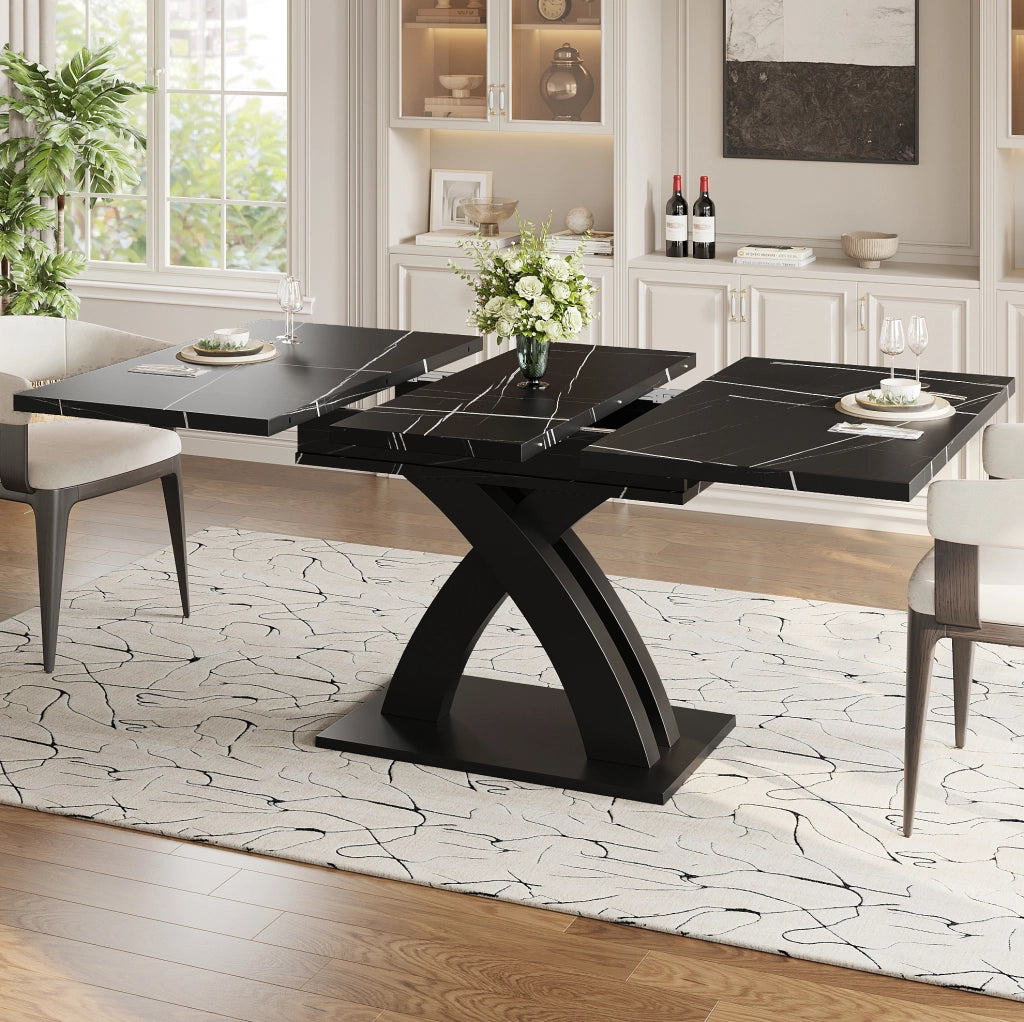 Tavolo da pranzo allungabile 120-160 x 80 cm in MDF e metallo nero