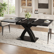 Tavolo da pranzo allungabile 120-160 x 80 cm in MDF e metallo nero