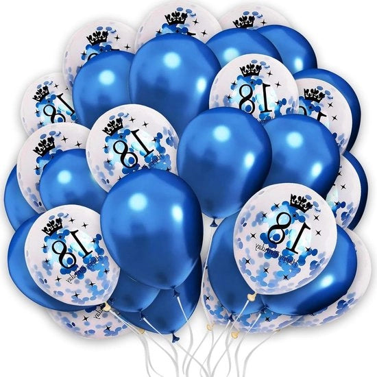 Set di palloni da festa blu perle - 12 pollici - Premium - Reutilizzabili - Decorazioni per compleanni - Decorazioni per festa - 18° compleanno - 10 pezzi di pallone pompato