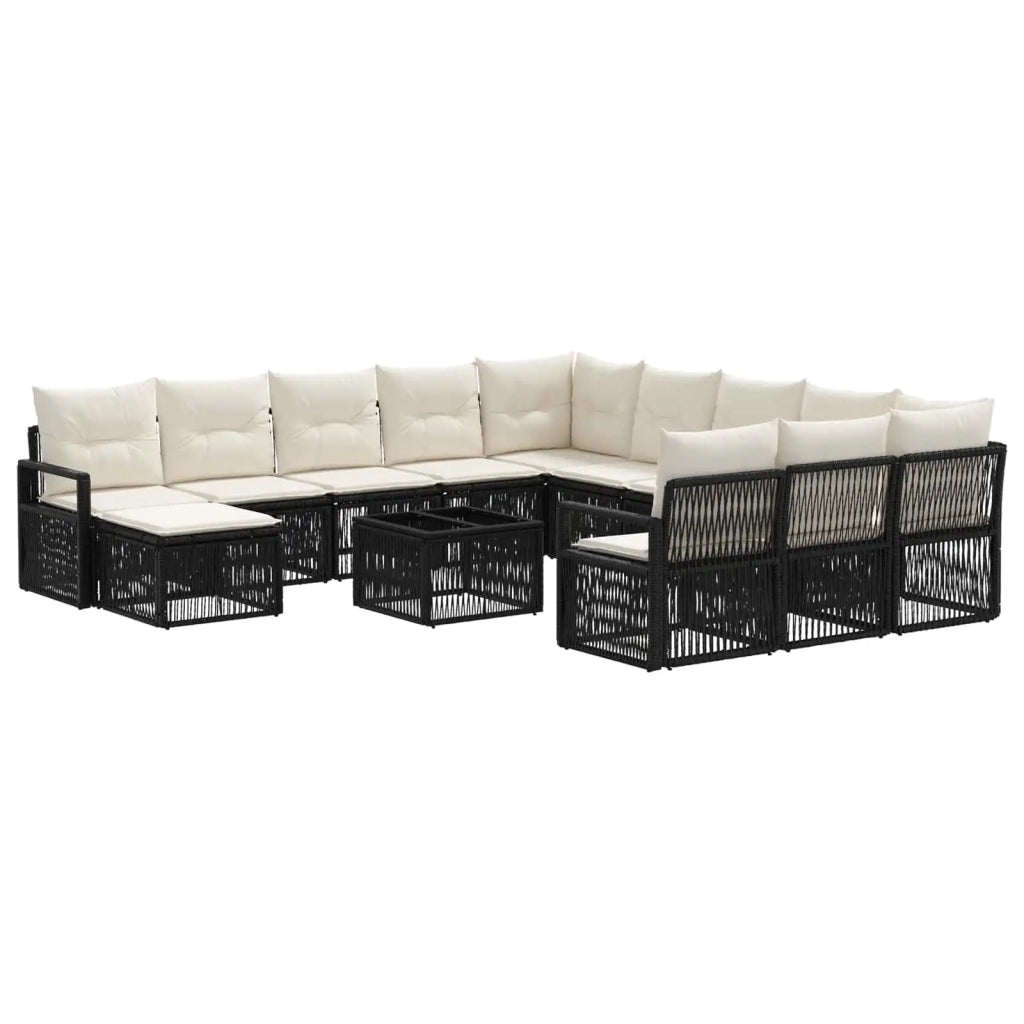 Set Divano da Giardino 13 pcs Nero polyrattan