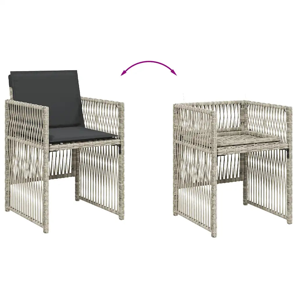 Set Pranzo da Giardino 5pz | Set Salotto da Giardino con Cuscini Grigio Chiaro Polyrattan