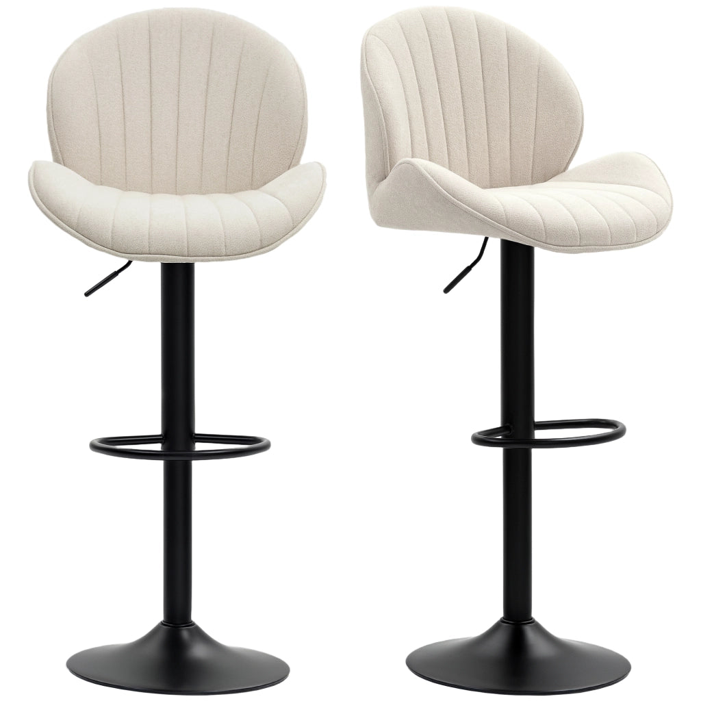 Set 2 sgabelli da bar imbottiti ¨C zephmum ¨C tessuto beige, altezza regolabile, girevoli