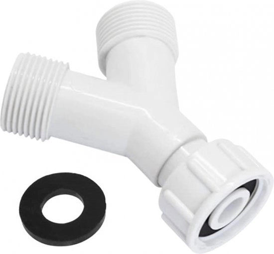 Splitter per rubinetto - 3/4" - splitter per rubinetto della lavatrice - splitter per rubinetto di alimentazione - distributore di acqua 2 vie - PP - splitter per rubinetto di scarico e alimentazione