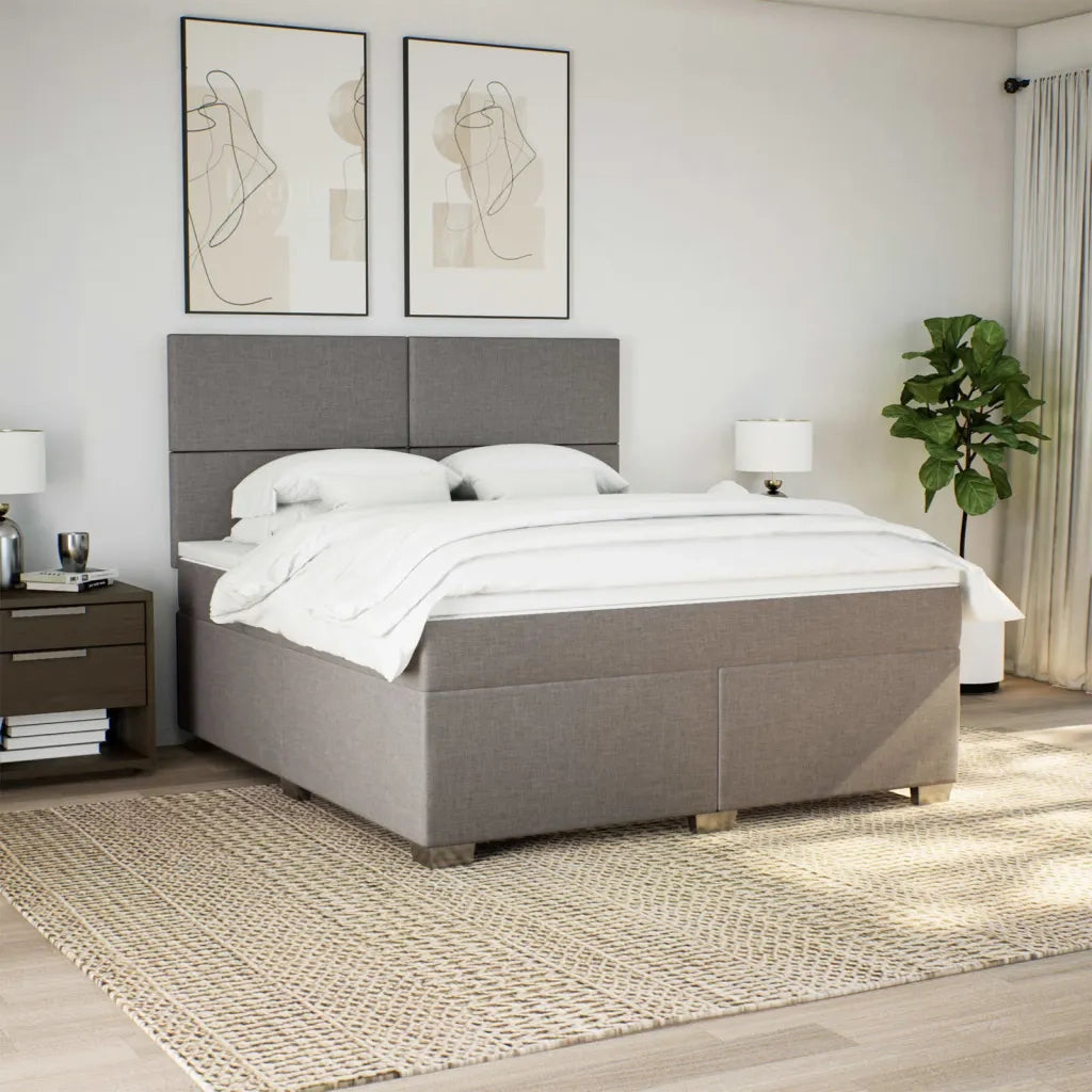 Giroletto a Molle con Materasso Tortora 180x200 cm in Tessuto