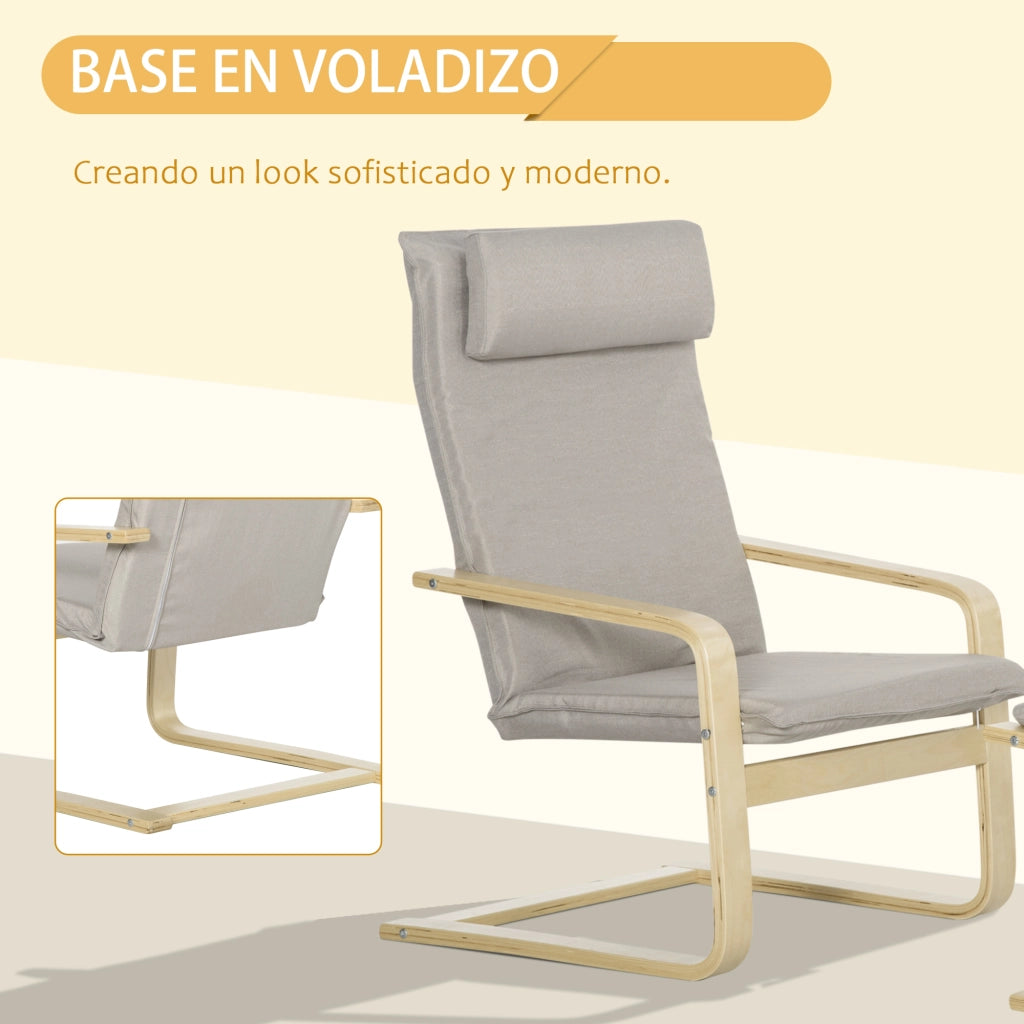 Poltrona Relax con Poggiapiedi ¨C Zephmum ¨C Grigio 67x78x92 cm