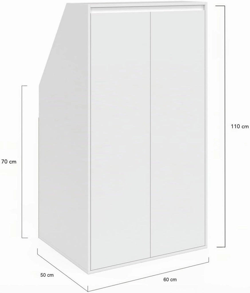 TOMI Armadio a 2 ante inclinate 60 x 50 x 110/70 cm bianco