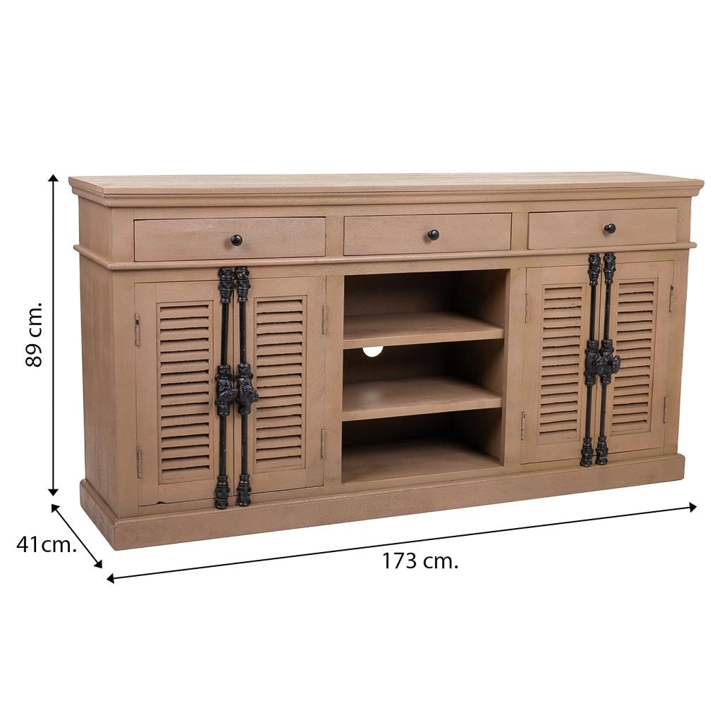 Credenza in legno e metallo marrone 173x41x89h