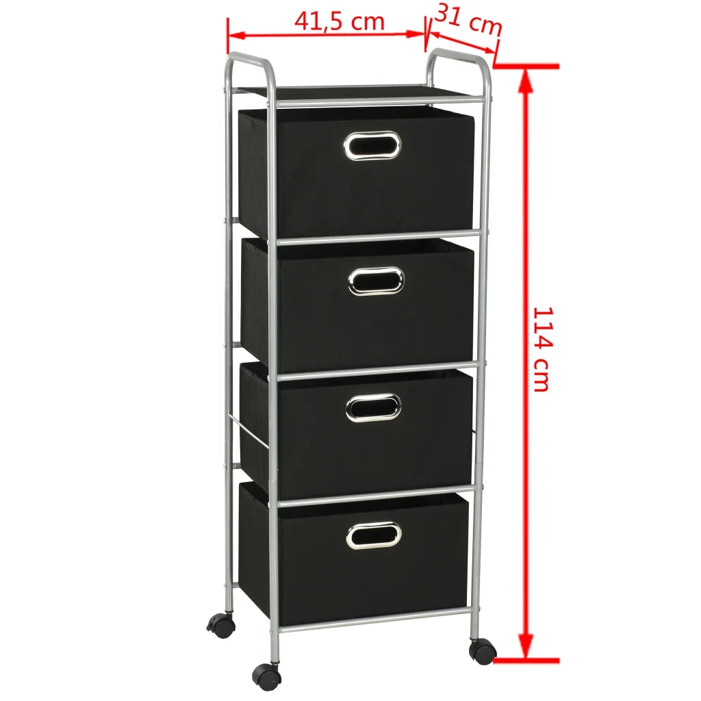 Scaffale con 4 Contenitori in Acciaio e Tessuto non Tessuto 245750
