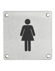 Targa segnaletica WC donna 100 x 100 mm, fissaggio a vite – THIRARD