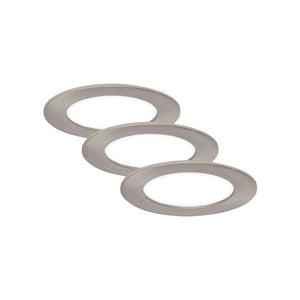 Set 3 Faretti Incasso Moderno Flat In Plastica Nichel Satinato Led 6W 4000K