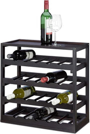 Wijnrek per 20 flessini in legno - Flessenrek robusto a 4 piani - 52x52x25 cm