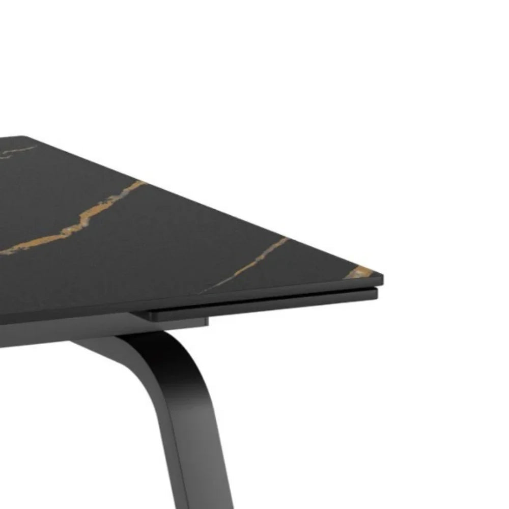 Tavolo da pranzo allungabile in ceramica effetto marmo nero Cosmo 140-200x80 cm fino a 8 posti | Duzzle