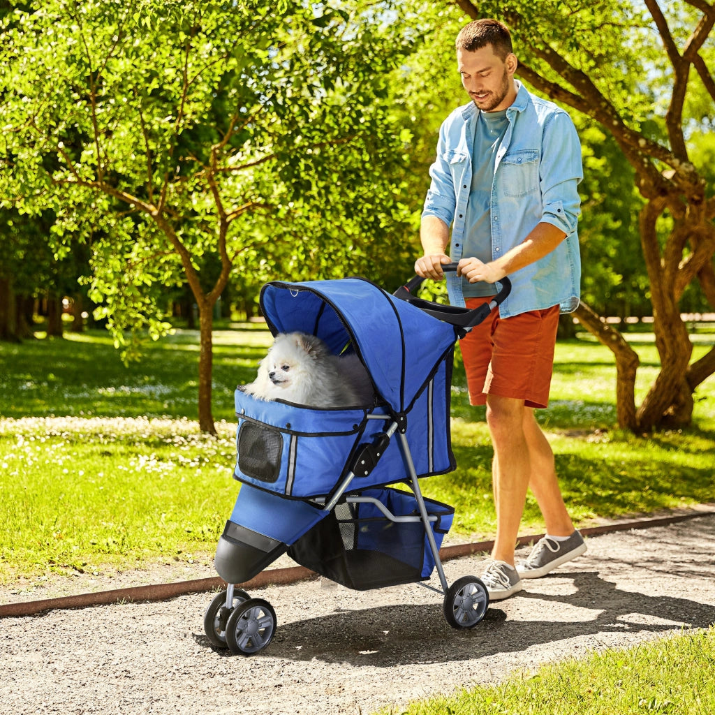 Carrello per Cani Piccoli con Cestello ¨C zephmum ¨C 75x45x97 cm Blu