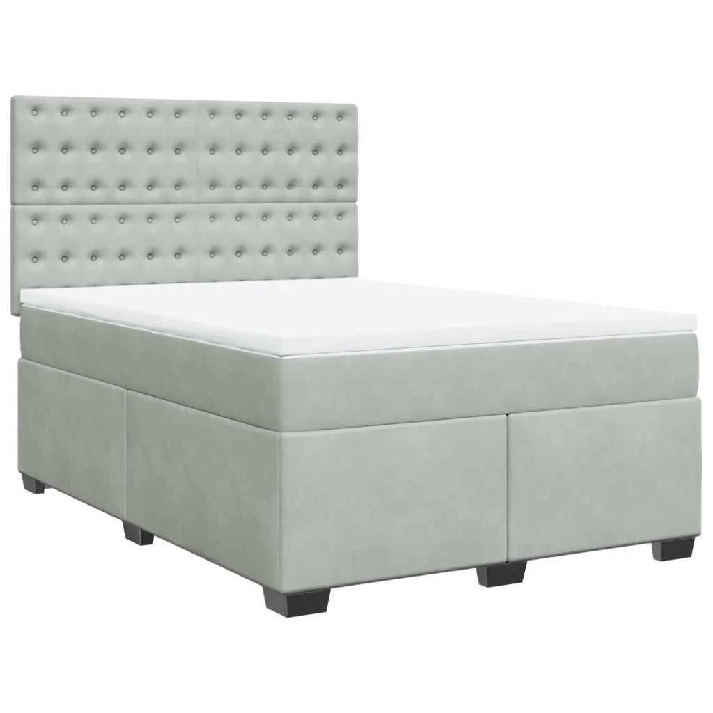 Giroletto a Molle con Materasso Grigio Chiaro 160x200cm Velluto 3293266