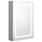 Armadietto Bagno | Armadio da bagno con Specchio e LED Grigio Cemento 50x13x70 cm