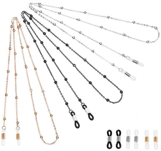 Cinturino per occhiali da sole 3 pezzi - Corda per occhiali - Catena per occhiali - Anello antiscivolo - Cinturino leggero/Rubinetto - Adatto a uomini/donne